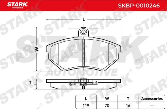 Stark SKBP-0010246 - Комплект спирачно феродо, дискови спирачки vvparts.bg