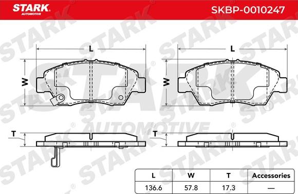 Stark SKBP-0010247 - Комплект спирачно феродо, дискови спирачки vvparts.bg