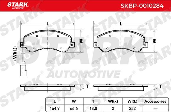 Stark SKBP-0010284 - Комплект спирачно феродо, дискови спирачки vvparts.bg