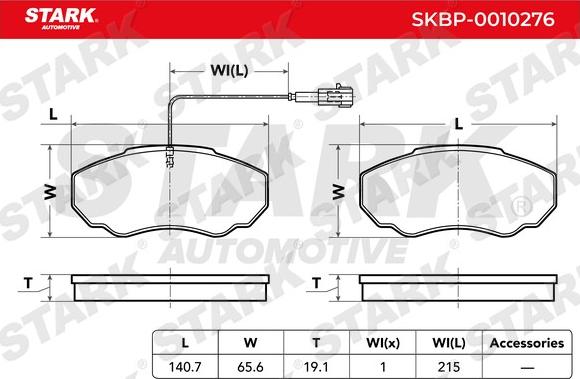 Stark SKBP-0010276 - Комплект спирачно феродо, дискови спирачки vvparts.bg