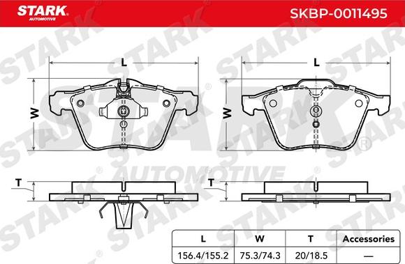 Stark SKBP-0011495 - Комплект спирачно феродо, дискови спирачки vvparts.bg