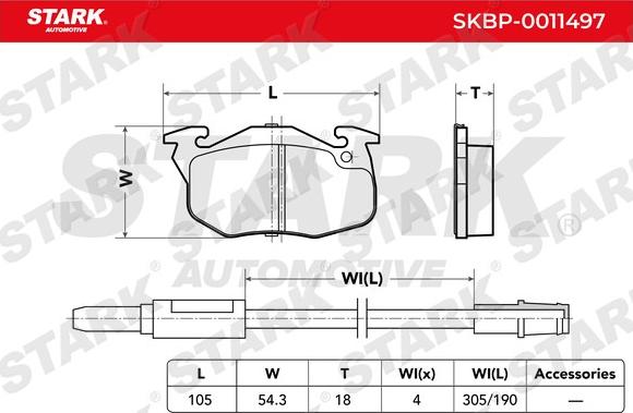 Stark SKBP-0011497 - Комплект спирачно феродо, дискови спирачки vvparts.bg