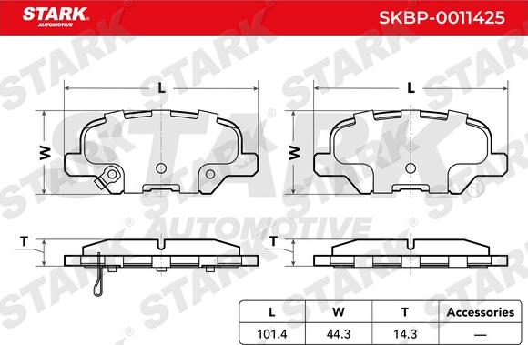 Stark SKBP-0011425 - Комплект спирачно феродо, дискови спирачки vvparts.bg