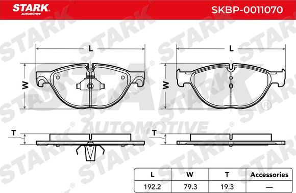 Stark SKBP-0011070 - Комплект спирачно феродо, дискови спирачки vvparts.bg