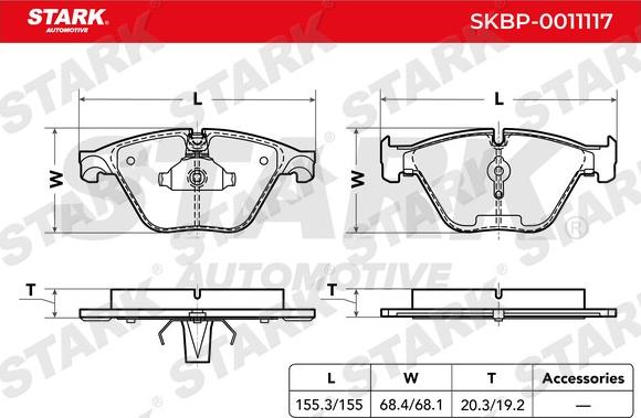 Stark SKBP-0011117 - Комплект спирачно феродо, дискови спирачки vvparts.bg