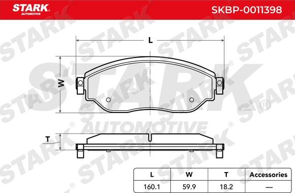 Stark SKBP-0011398 - Комплект спирачно феродо, дискови спирачки vvparts.bg