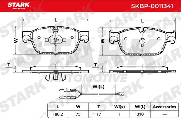 Stark SKBP-0011341 - Комплект спирачно феродо, дискови спирачки vvparts.bg