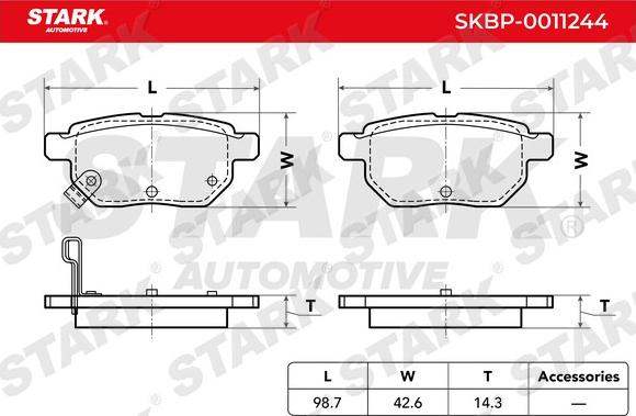 Stark SKBP-0011244 - Комплект спирачно феродо, дискови спирачки vvparts.bg