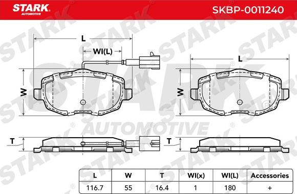 Stark SKBP-0011240 - Комплект спирачно феродо, дискови спирачки vvparts.bg