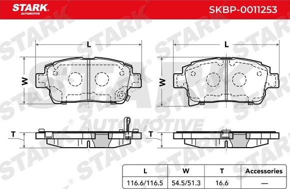 Stark SKBP-0011253 - Комплект спирачно феродо, дискови спирачки vvparts.bg