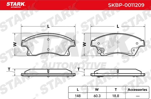 Stark SKBP-0011209 - Комплект спирачно феродо, дискови спирачки vvparts.bg