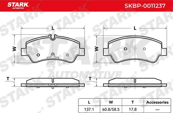 Stark SKBP-0011237 - Комплект спирачно феродо, дискови спирачки vvparts.bg