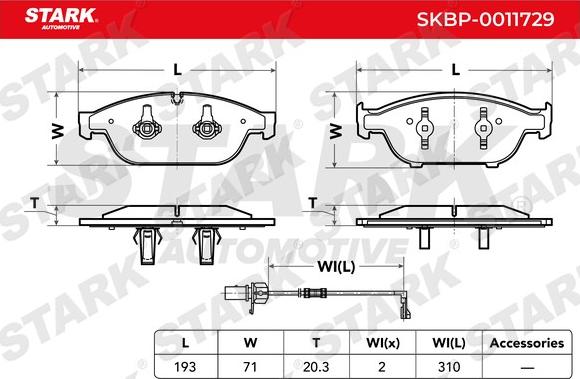 Stark SKBP-0011729 - Комплект спирачно феродо, дискови спирачки vvparts.bg