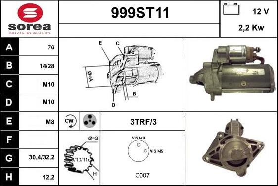 STARTCAR 999ST11 - Стартер vvparts.bg