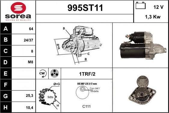 STARTCAR 995ST11 - Стартер vvparts.bg