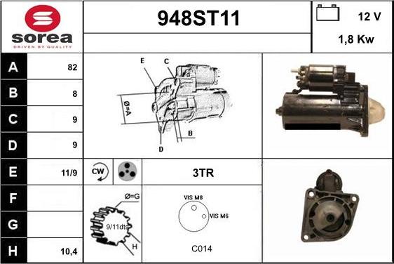 STARTCAR 948ST11 - Стартер vvparts.bg