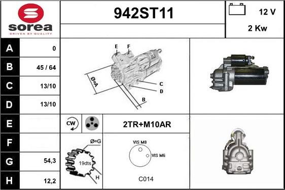 STARTCAR 942ST11 - Стартер vvparts.bg