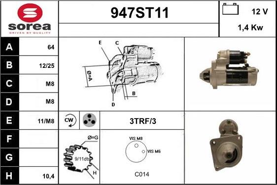 STARTCAR 947ST11 - Стартер vvparts.bg