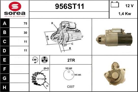 STARTCAR 956ST11 - Стартер vvparts.bg