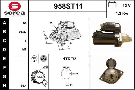 STARTCAR 958ST11 - Стартер vvparts.bg