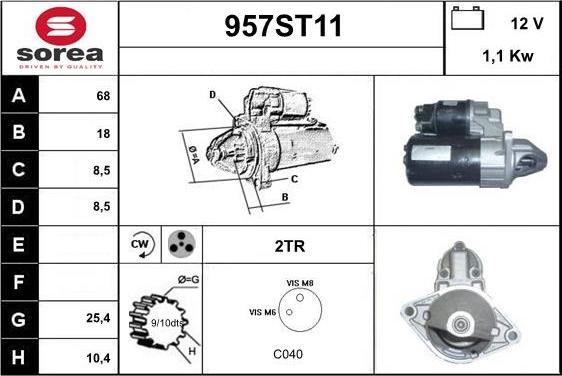 STARTCAR 957ST11 - Стартер vvparts.bg