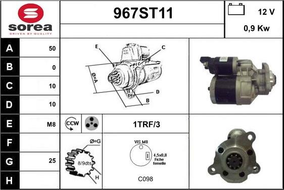 STARTCAR 967ST11 - Стартер vvparts.bg