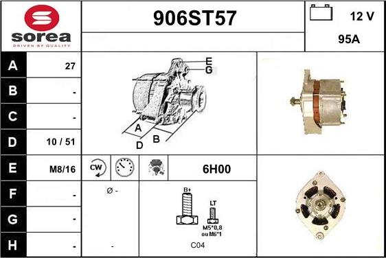 STARTCAR 906ST57 - Генератор vvparts.bg