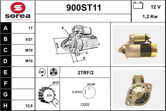 STARTCAR 900ST11 - Стартер vvparts.bg