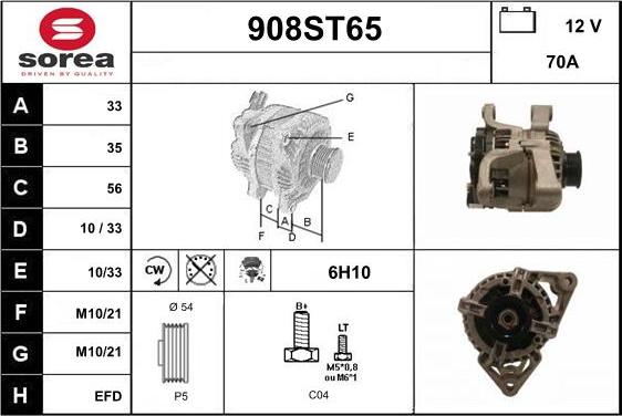 STARTCAR 908ST65 - Генератор vvparts.bg