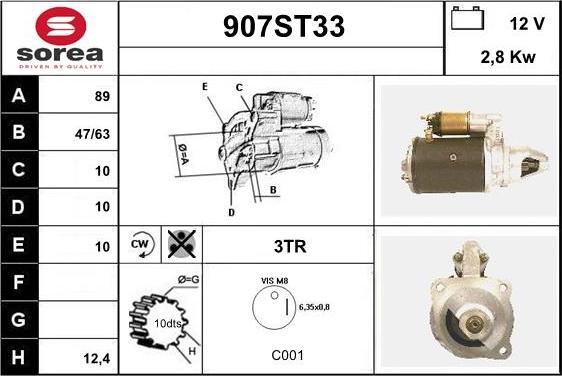 STARTCAR 907ST33 - Стартер vvparts.bg