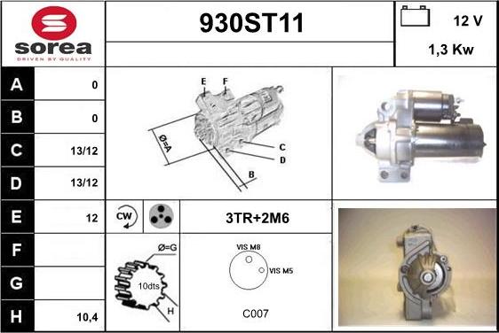 STARTCAR 930ST11 - Стартер vvparts.bg