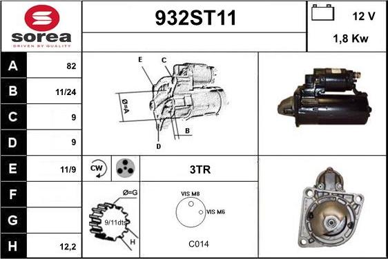 STARTCAR 932ST11 - Стартер vvparts.bg