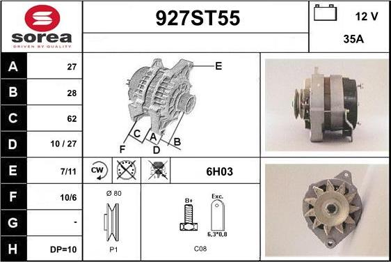 STARTCAR 927ST55 - Генератор vvparts.bg