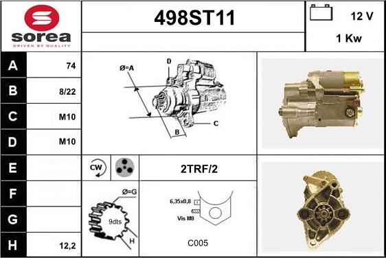 STARTCAR 498ST11 - Стартер vvparts.bg