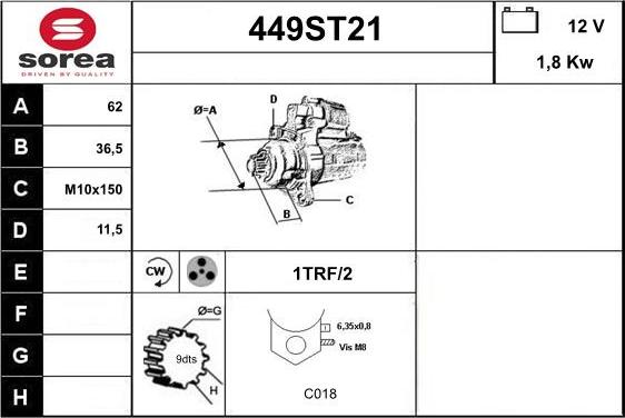 STARTCAR 449ST21 - Стартер vvparts.bg