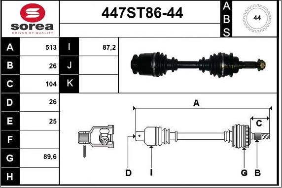 STARTCAR 447ST86-44 - Полуоска vvparts.bg