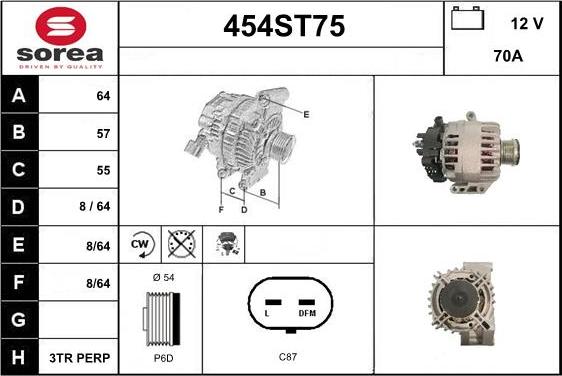 STARTCAR 454ST75 - Генератор vvparts.bg