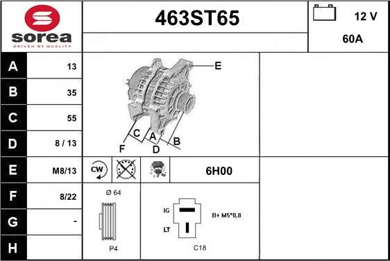 STARTCAR 463ST65 - Генератор vvparts.bg