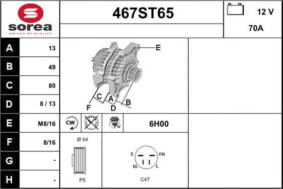 STARTCAR 467ST65 - Генератор vvparts.bg