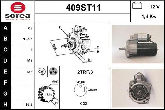 STARTCAR 409ST11 - Стартер vvparts.bg