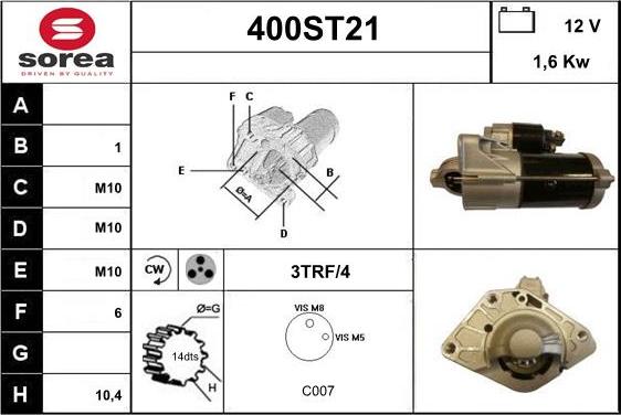 STARTCAR 400ST21 - Стартер vvparts.bg