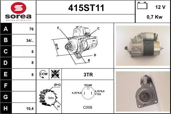 STARTCAR 415ST11 - Стартер vvparts.bg