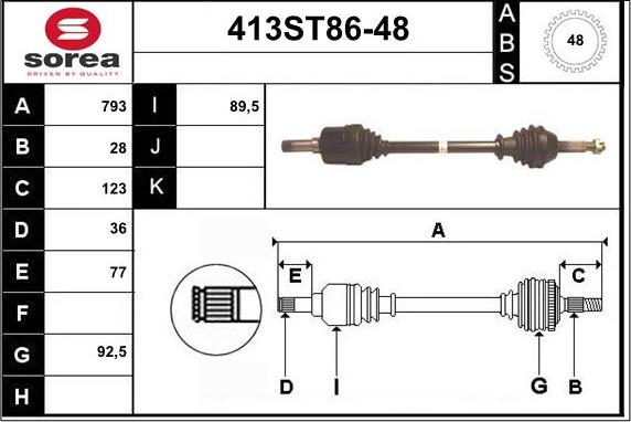 STARTCAR 413ST86-48 - Полуоска vvparts.bg