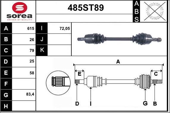 STARTCAR 485ST89 - Полуоска vvparts.bg