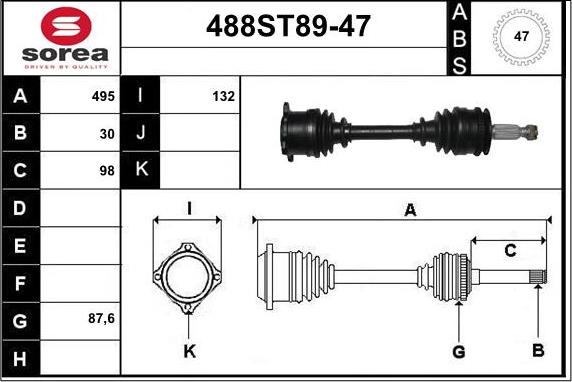 STARTCAR 488ST89-47 - Полуоска vvparts.bg