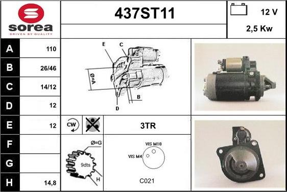 STARTCAR 437ST11 - Стартер vvparts.bg