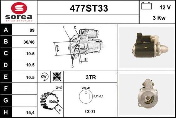 STARTCAR 477ST33 - Стартер vvparts.bg