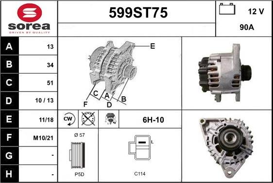 STARTCAR 599ST75 - Генератор vvparts.bg