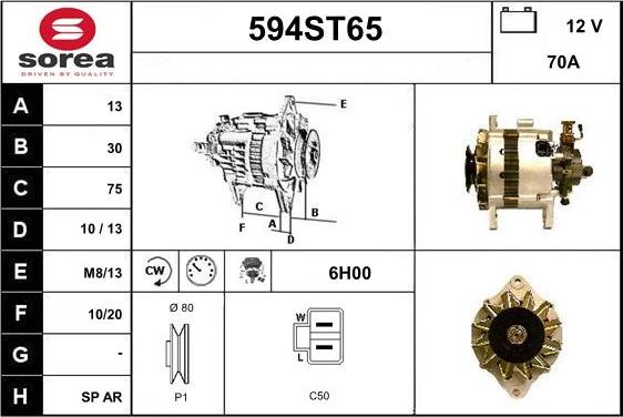 STARTCAR 594ST65 - Генератор vvparts.bg