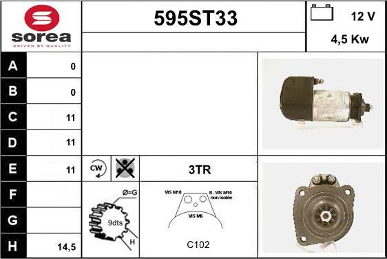 STARTCAR 595ST33 - Стартер vvparts.bg